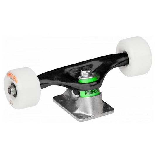 Mini Logo Skateboard Trucks x2 Assembly 53mm Wheels And Bearings Black Raw 7.13"