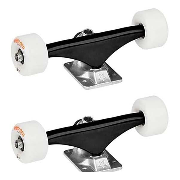 Mini Logo Skateboard Trucks x2 Assembly 53mm Wheels And Bearings Black Raw 7.63"