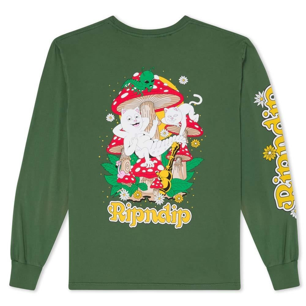 Rip N Dip Caterpillar Garden Long Sleeve T-Shirt Olive