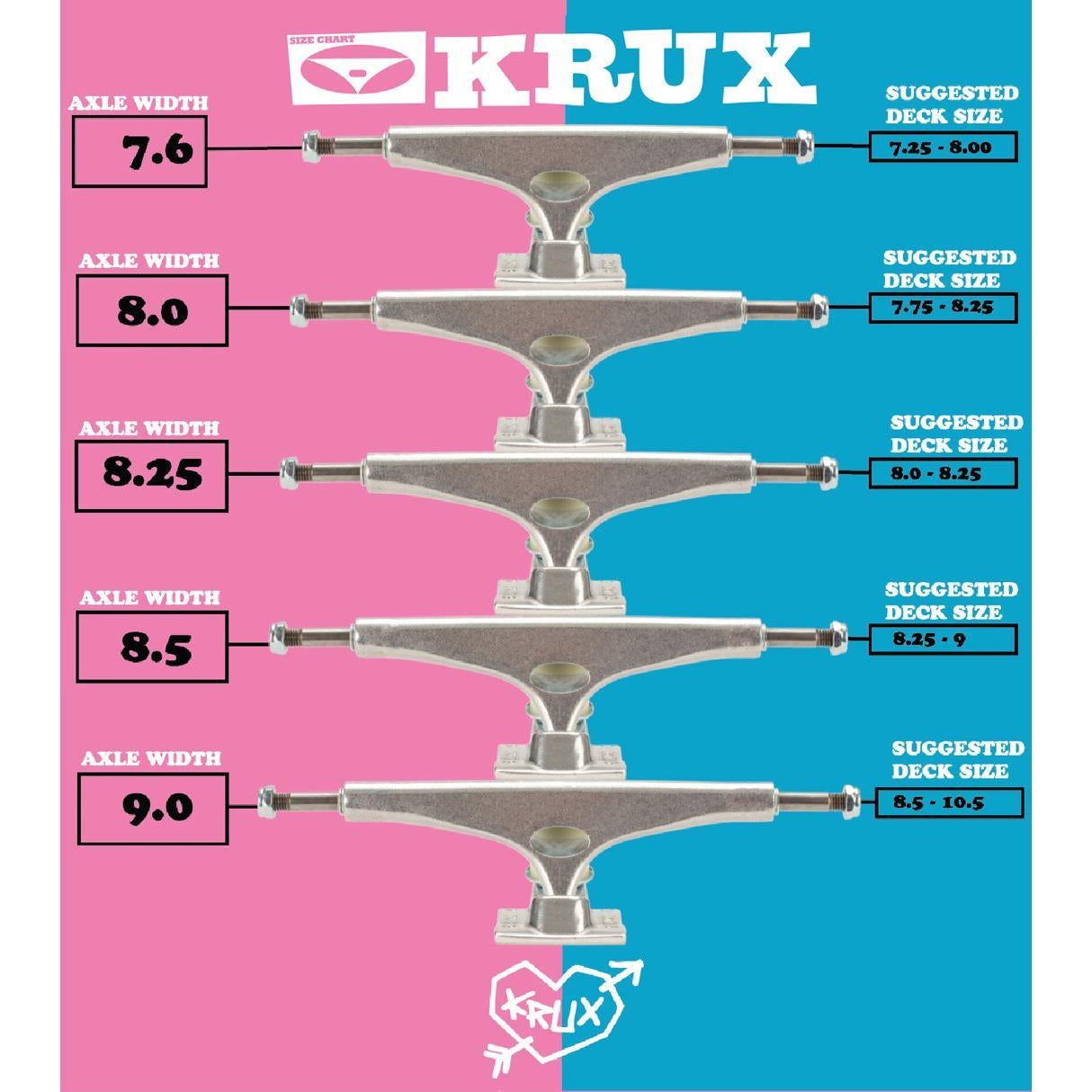 Krux K5 DLK Standard Skateboard Trucks Pale Blue Pink 8"