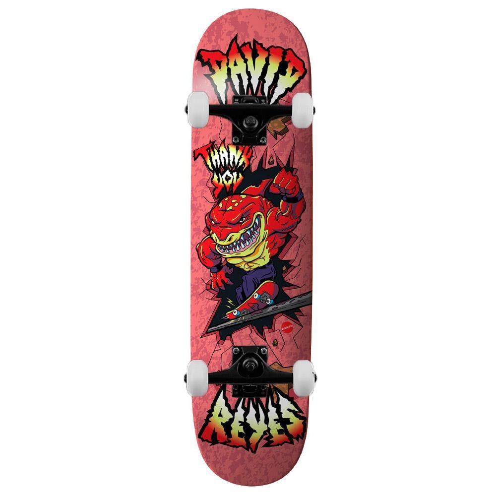 Thank You David Reyes Shark Tooth Complete Skateboard Red 8.25"