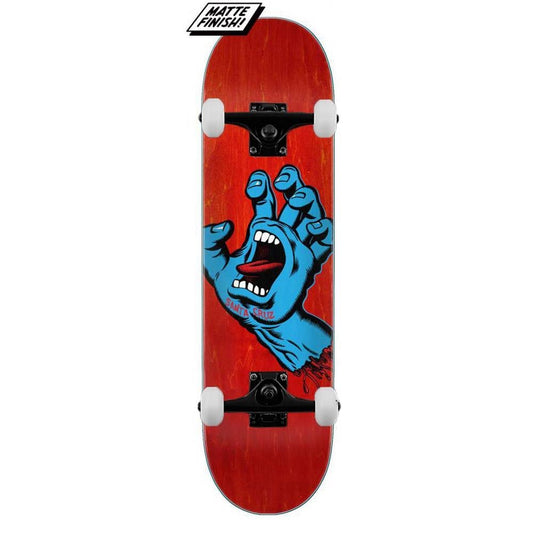 Santa Cruz Screaming Hand Complete Skateboard Red Multi Matte Finish 8"