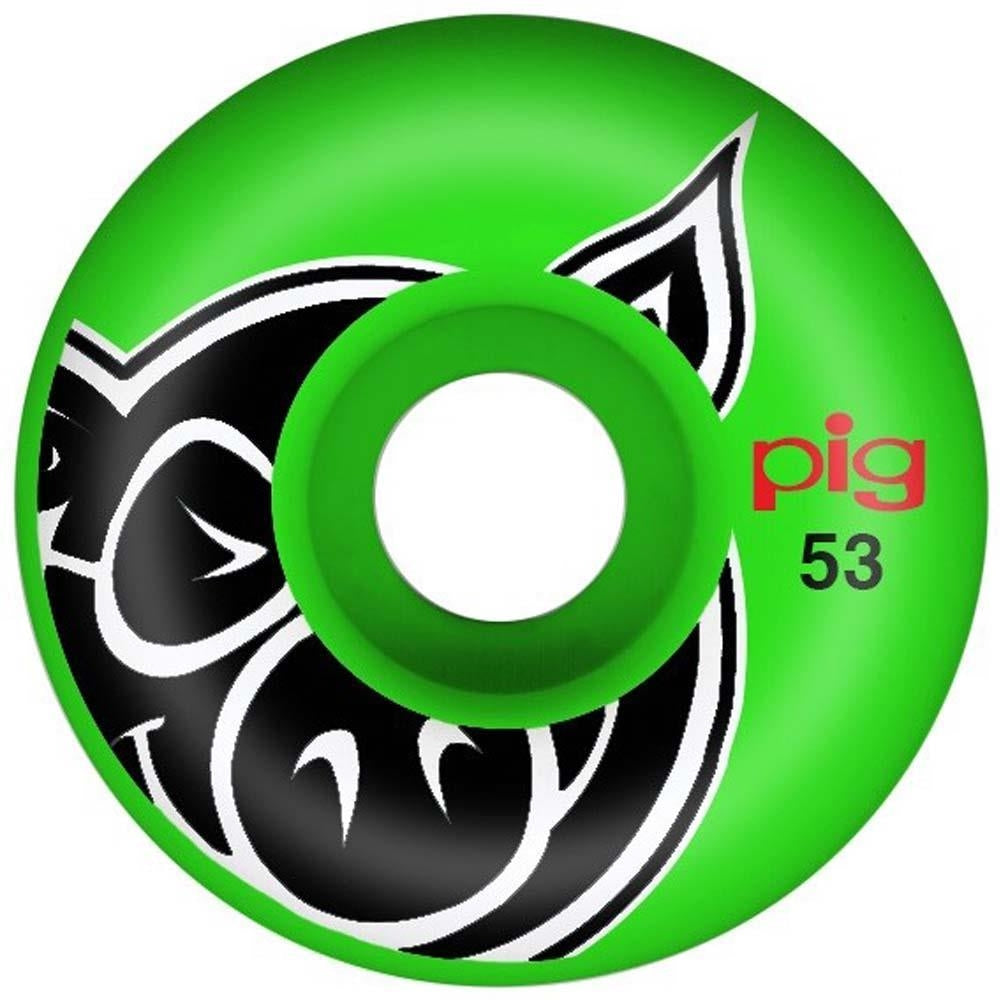 Pig Head Green Skateboard Wheels USA MADE Pro line 53mm