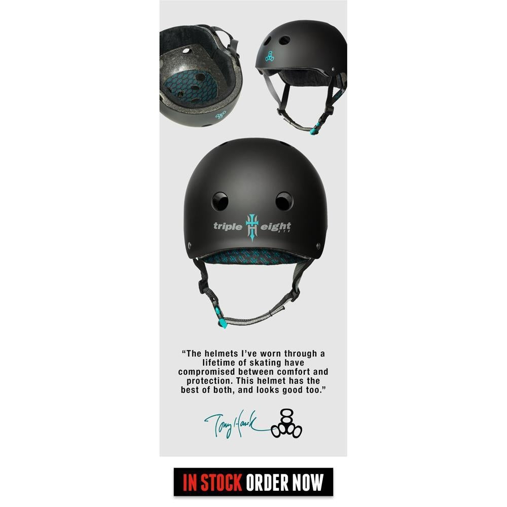 Triple 8 Tony Hawk Pro Sweatsaver Certified Helmet Black Cyan Blue Small/Medium