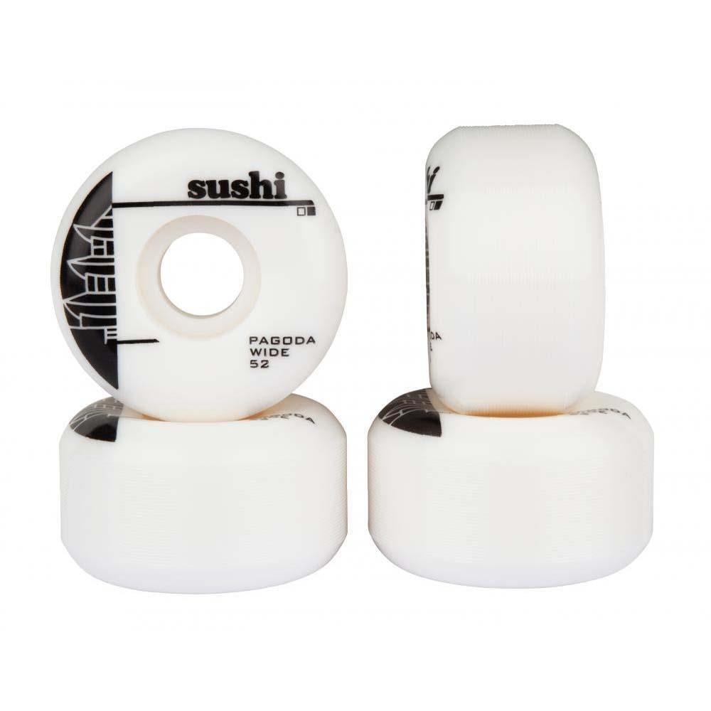 Sushi Pagoda Wide Skateboard Wheels White 52mm