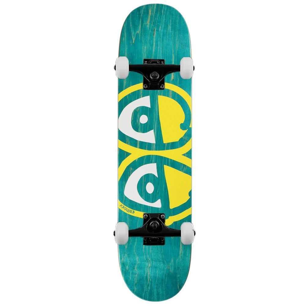 Krooked Team Eyes Assorted Woodstains Complete Skateboard Black Yellow print assort woodstain 8.06"