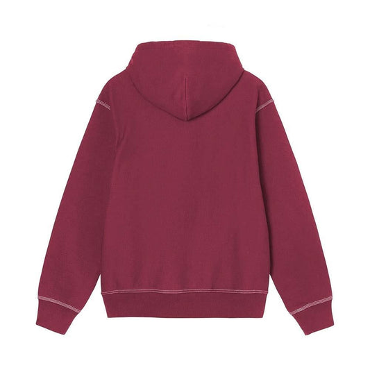 Stussy Contrast Stitch Label Hooded Sweatshirt Berry