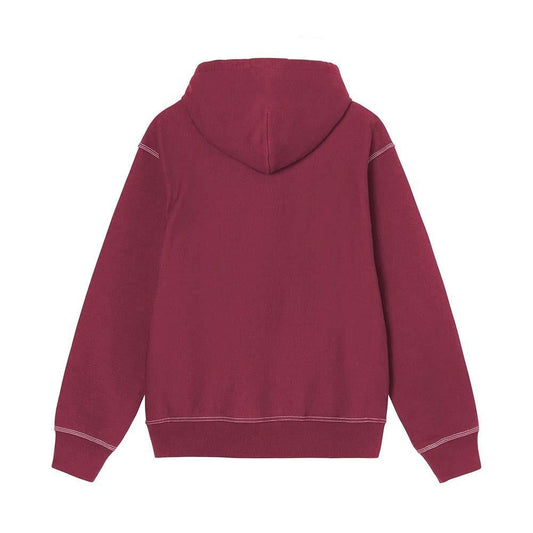 Stussy Contrast Stitch Label Hooded Sweatshirt Berry