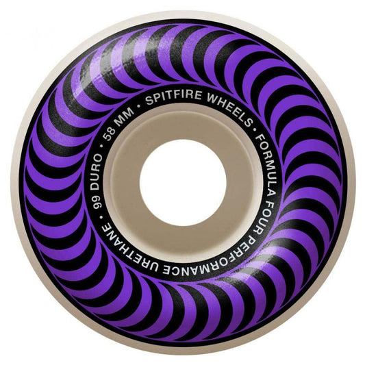 Spitfire Formula Four Classics Skateboard Wheels 99DU White Purple 58mm