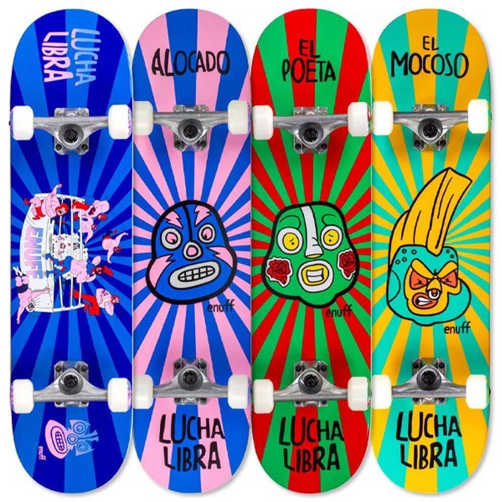 Enuff Lucha Libre Mini Factory Complete Skateboard Blue Blue 7.25"