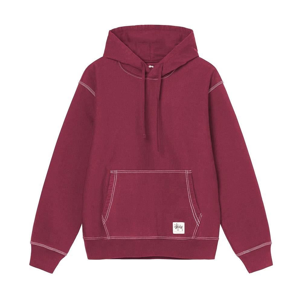 Stussy Contrast Stitch Label Hooded Sweatshirt Berry