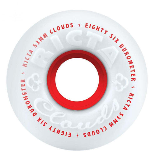 Ricta Clouds Skateboard Wheels 86A White Red 53mm