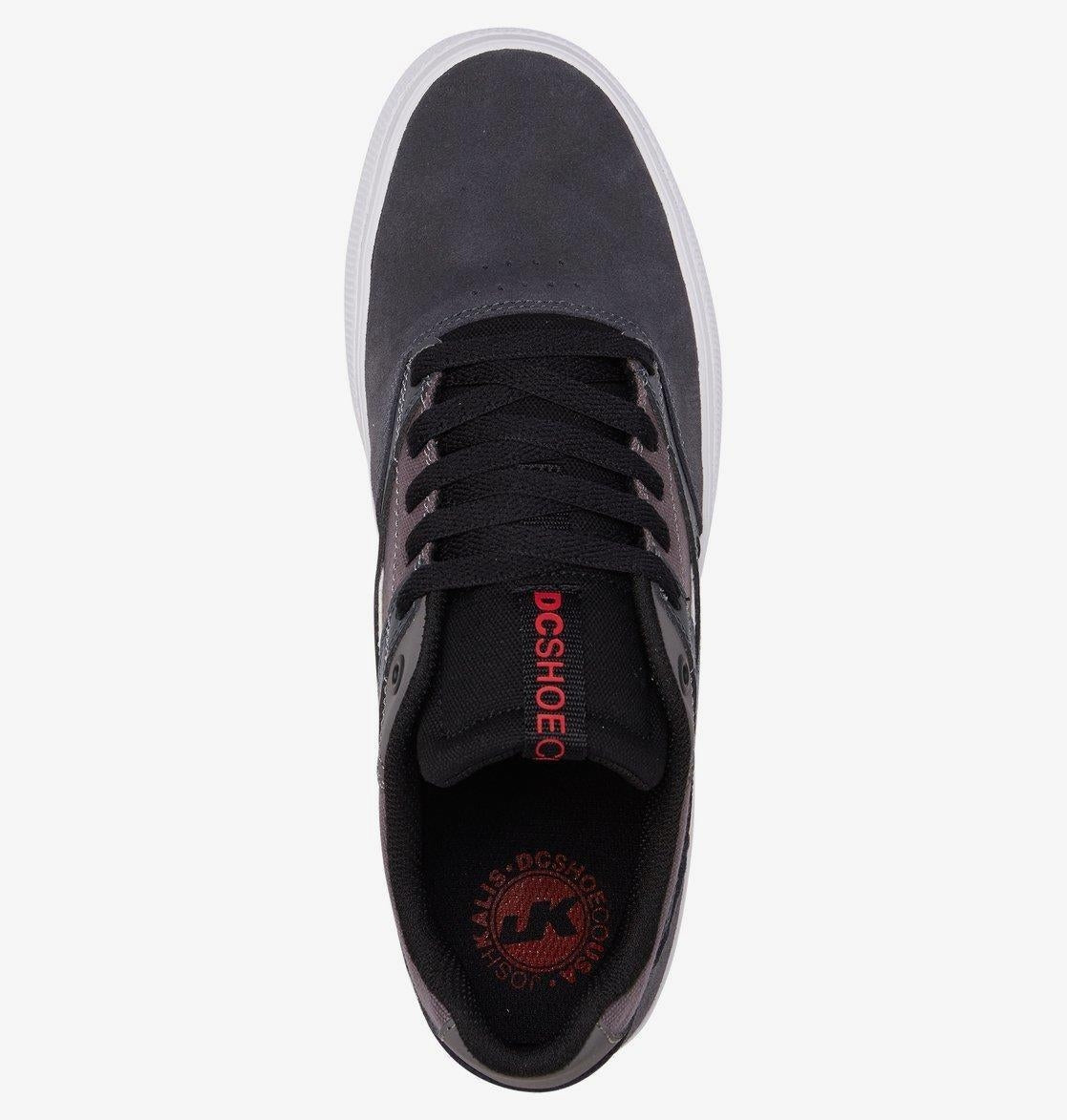 DC Shoe Co Kalis Vulc Grey Black Red Skate Shoes