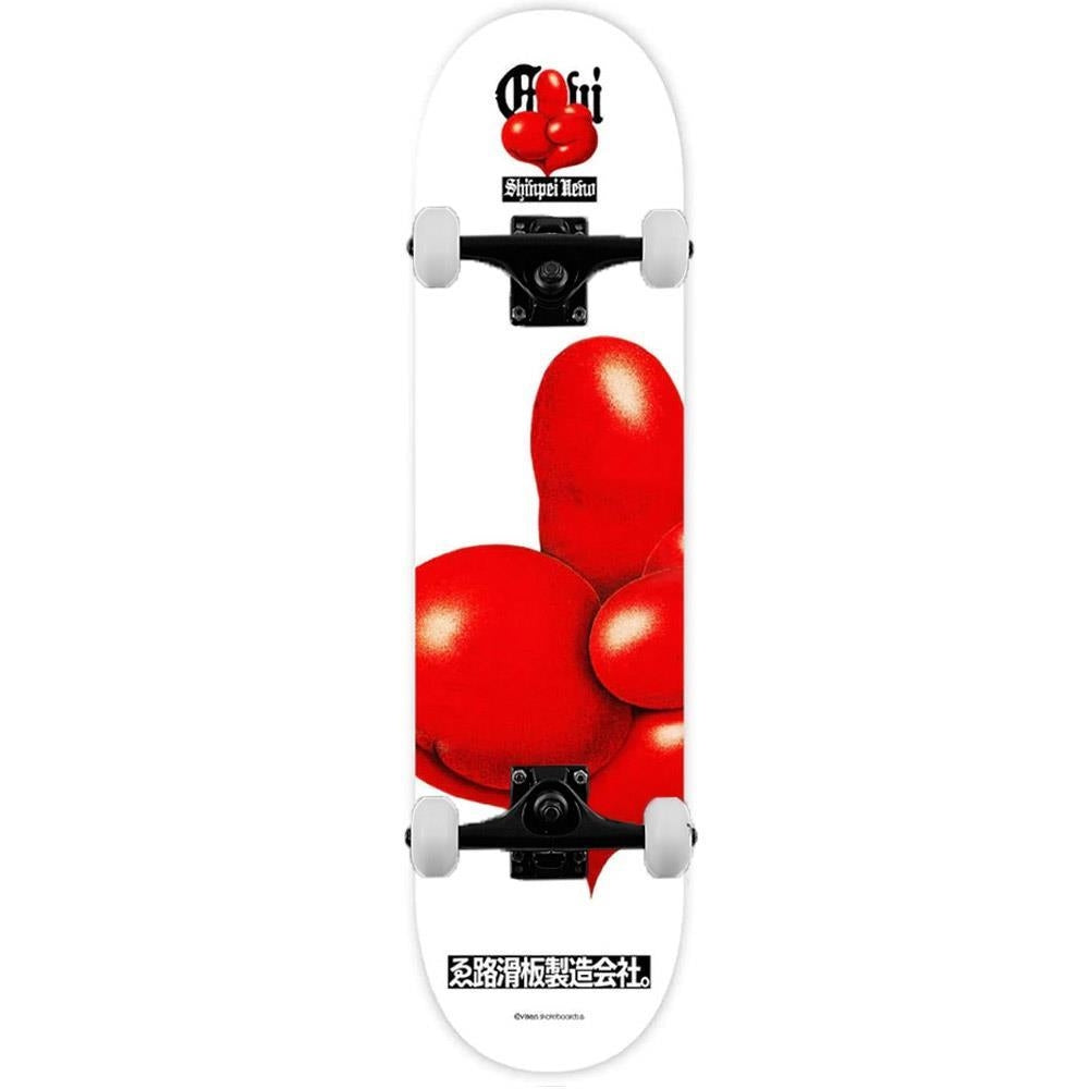 Evisen Bird Finger Shinpei Ueno Complete Skateboard White Red 8"