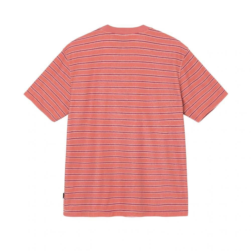 Stussy Striped Terry Short Sleeve Crew Peach