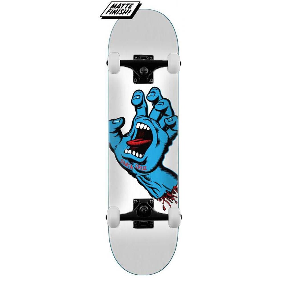 Santa Cruz Screaming Hand Complete Skateboard White Matte Finish 8.25"