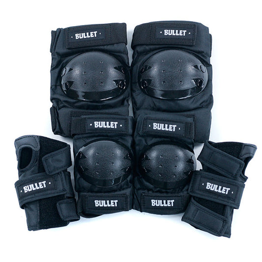 Bullet Pad Set Standard Combo Knee Elbow Wrist Guard Black Junior Large