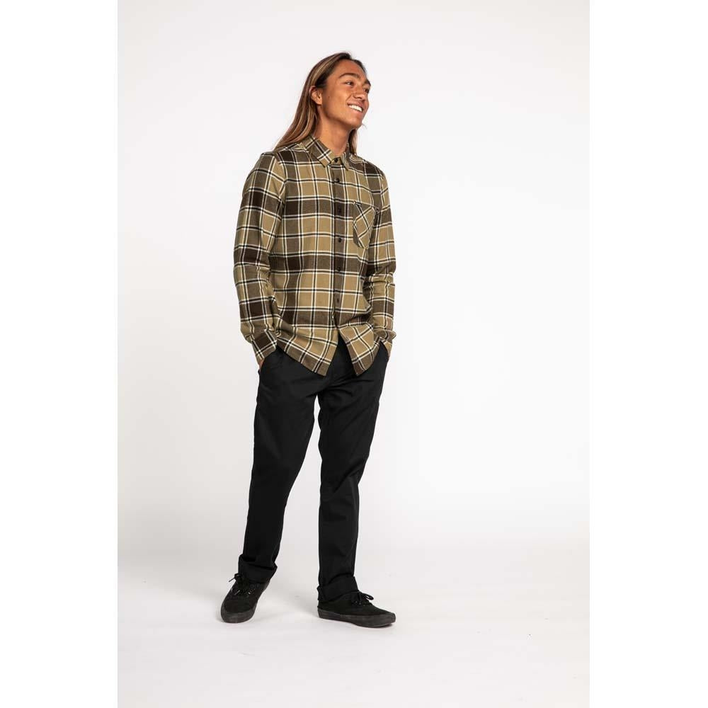 Volcom Caden Plaid Long Sleeve Shirt Khaki