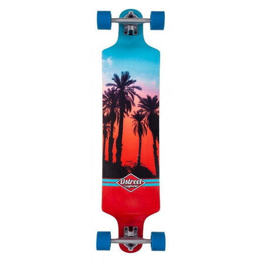 D Street Skateboard Drop Down Hawaiian Blue Red 38 Inch