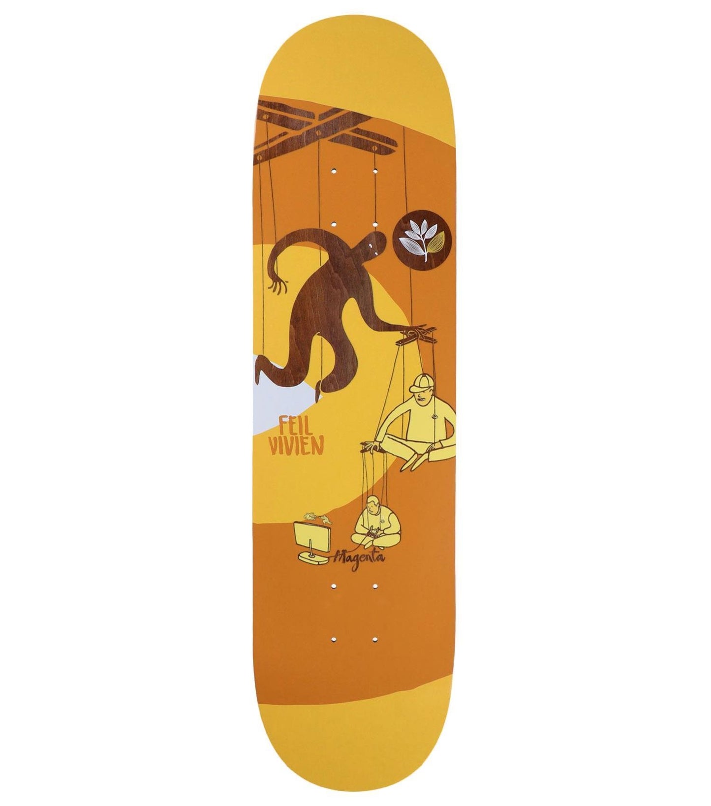 Magenta Vivien Feil Extravision Skateboard Deck Brown 8.25"