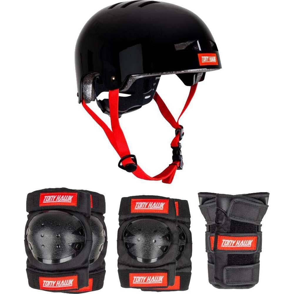 Tony Hawk Protective Full Pad Set & Helmet 4-9+ Yrs Black/Red Junior