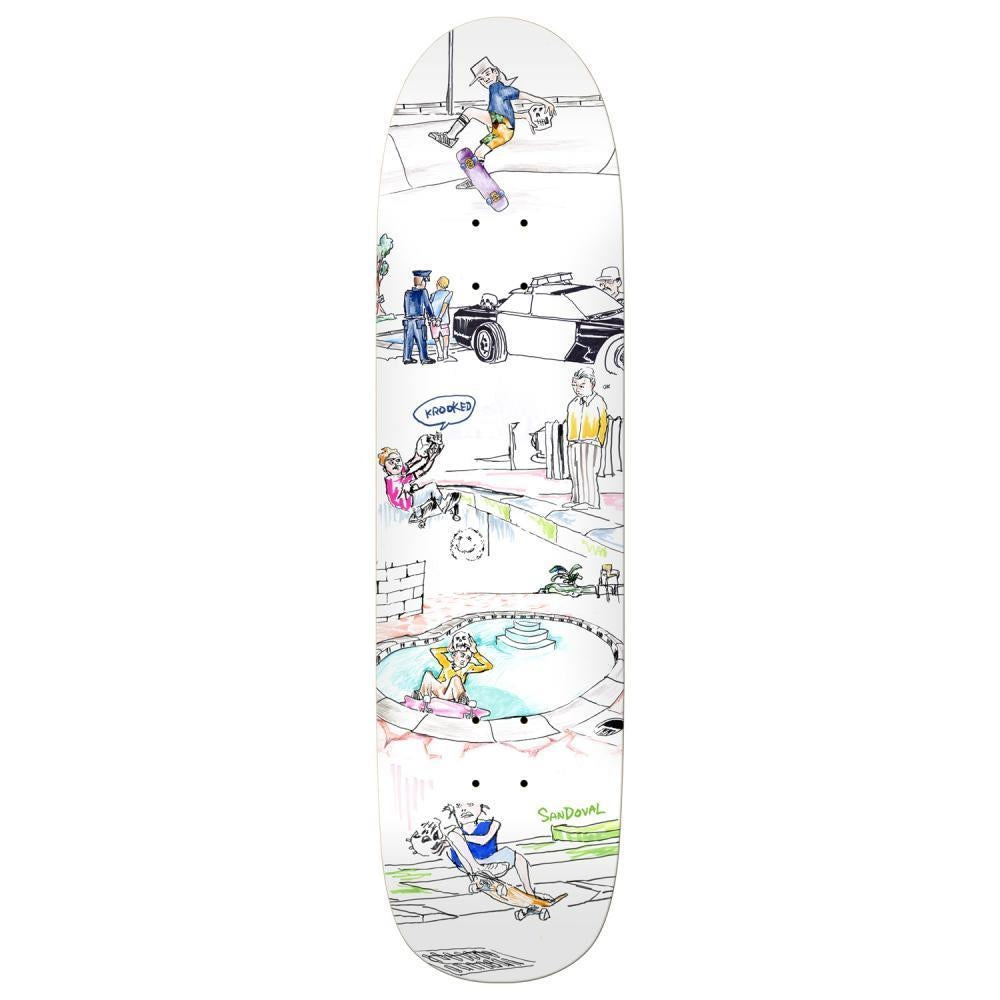 Krooked Pro Skateboard Deck Sandoval Skullride White 8.25"