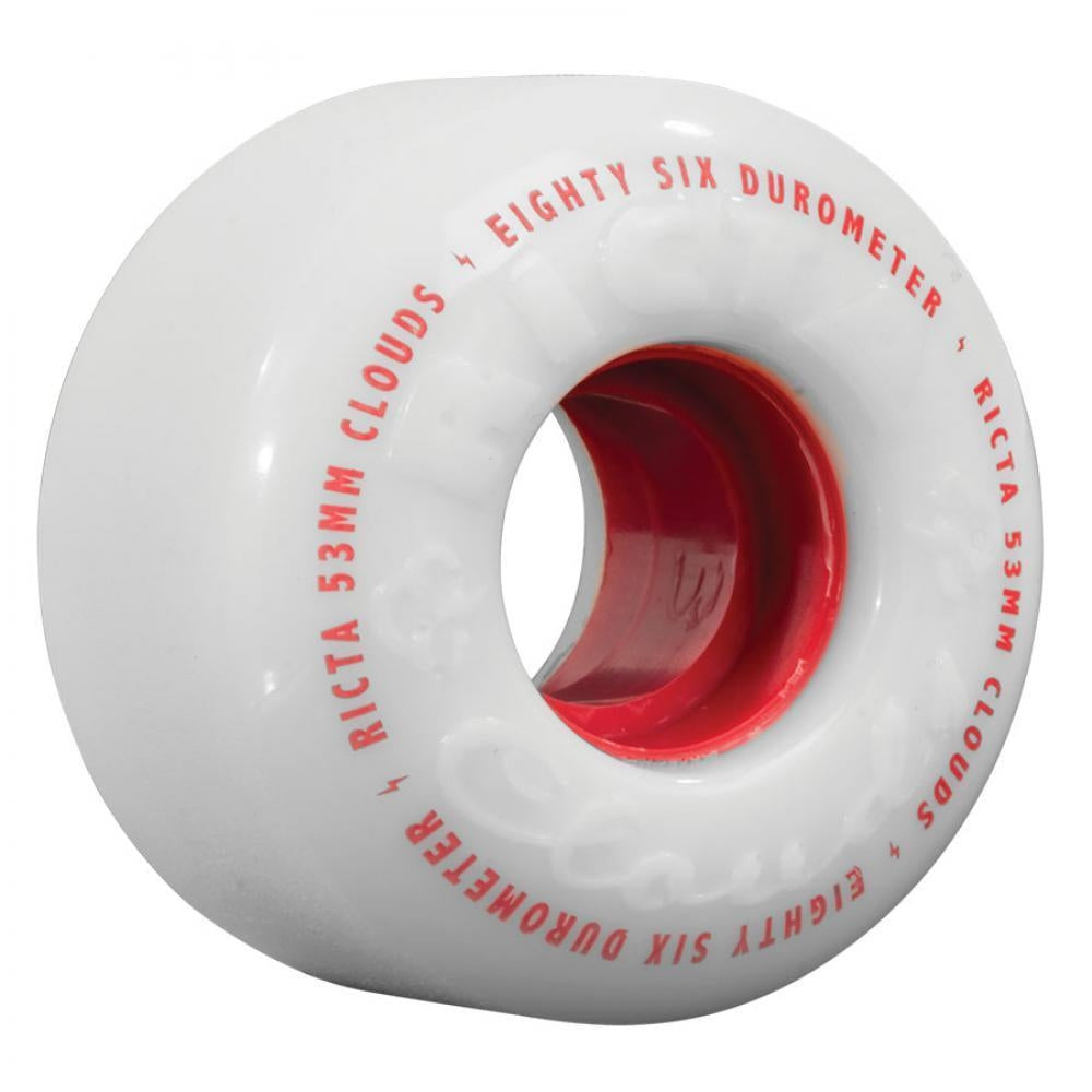 Ricta Wheels Clouds Skateboard Wheels 86A White Red 55mm