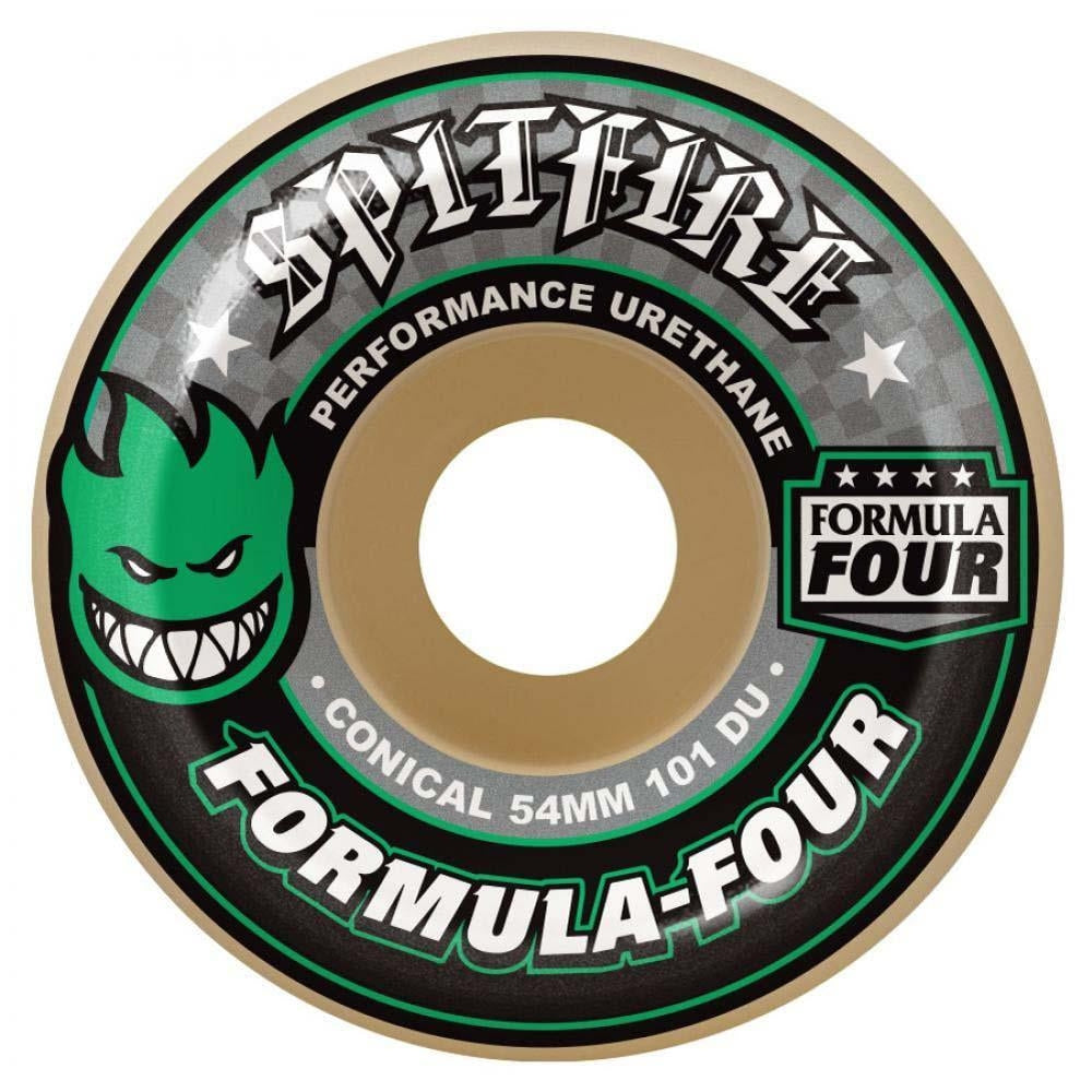 Spitfire Formula Four Skateboard Wheels Conical 101DU Green Print