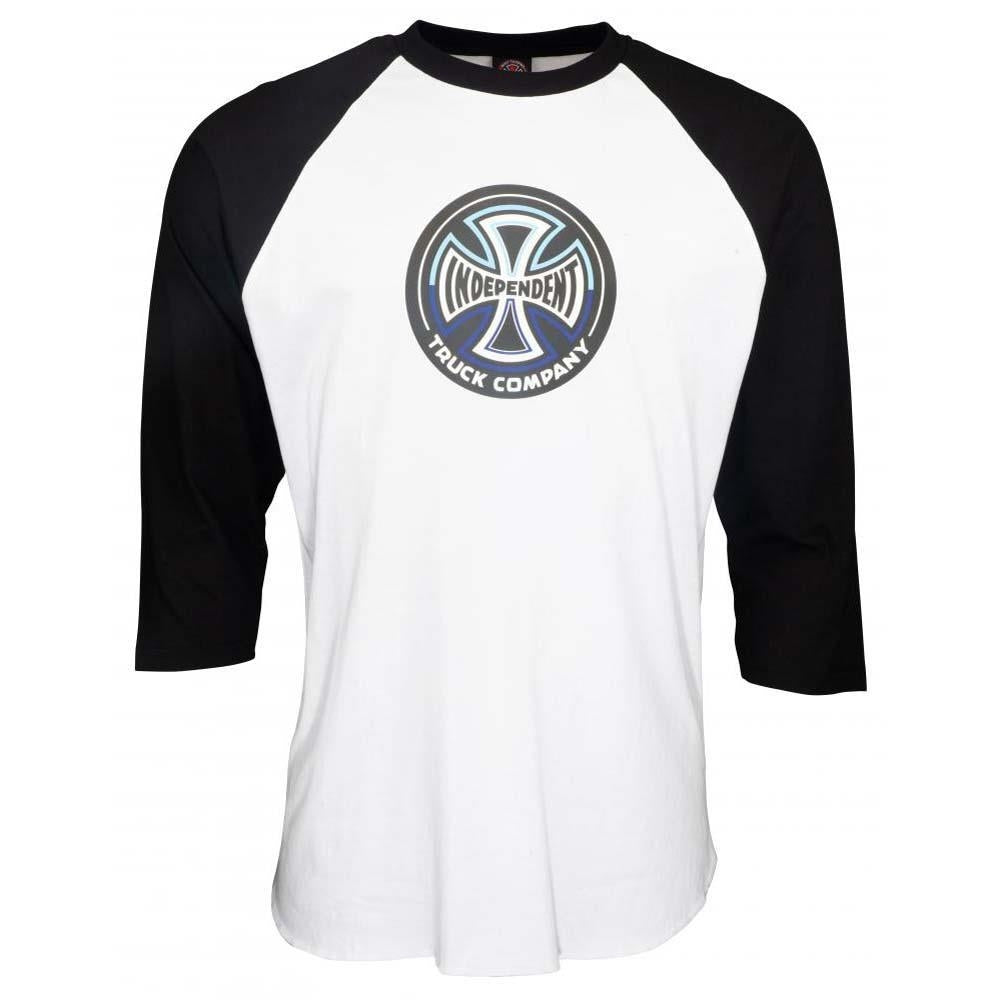 Independent Truck Co Split Cross 3/4 Baseball Top Black White