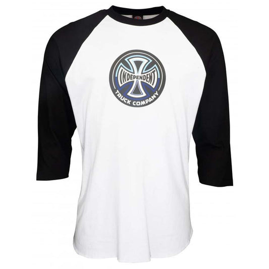 Independent Truck Co Split Cross 3/4 Baseball Top Black White