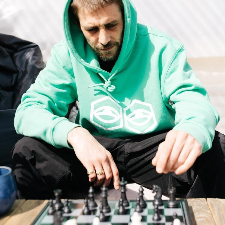 Jet Lag Brothers Eyes Logo Green Hooded Sweatshirt