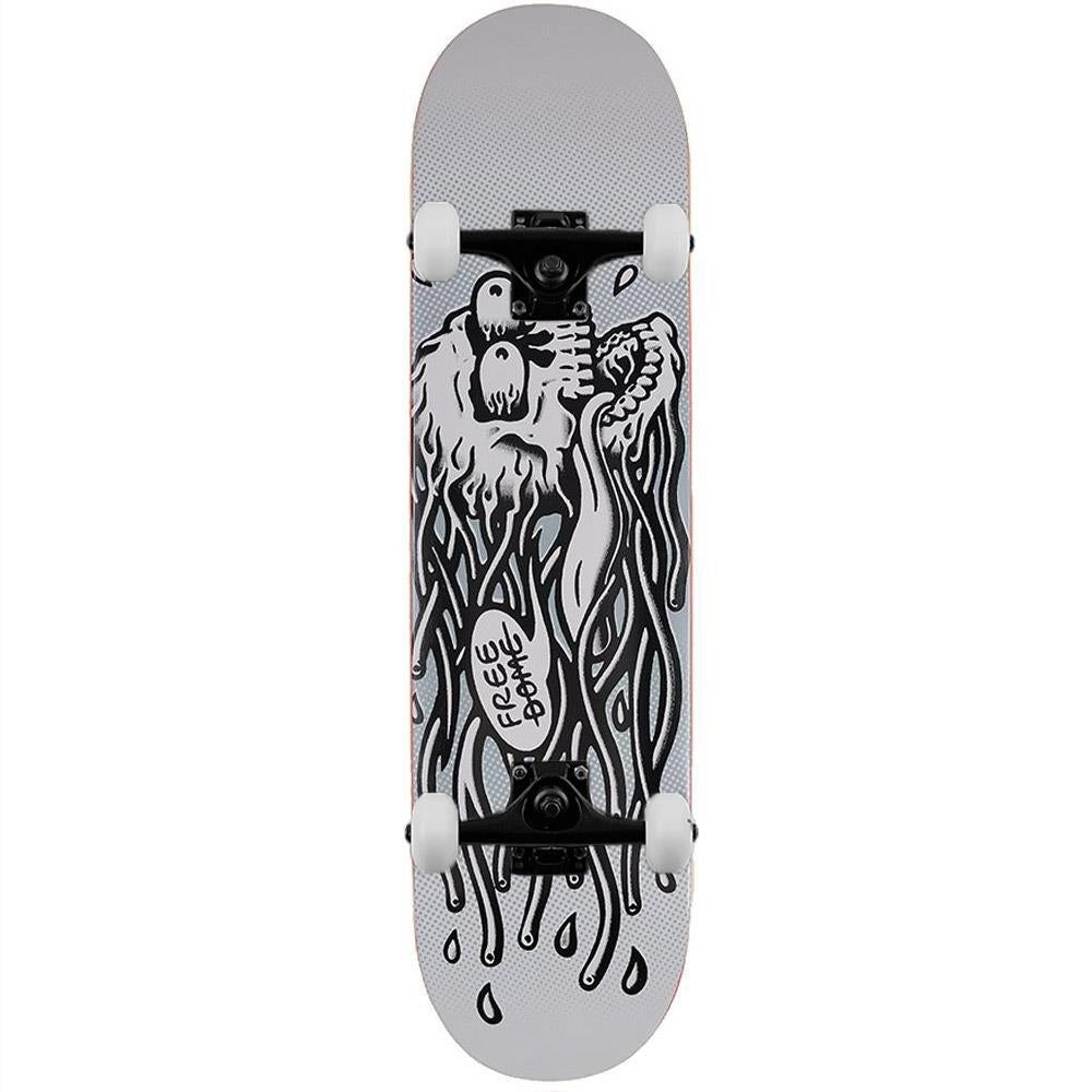 Free Dome Raging Skull Light Complete Skateboard White 8"