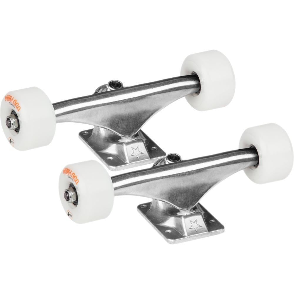 Mini Logo Skateboard Trucks x2 Assembly 53mm Wheels And Bearings Raw 7.13"