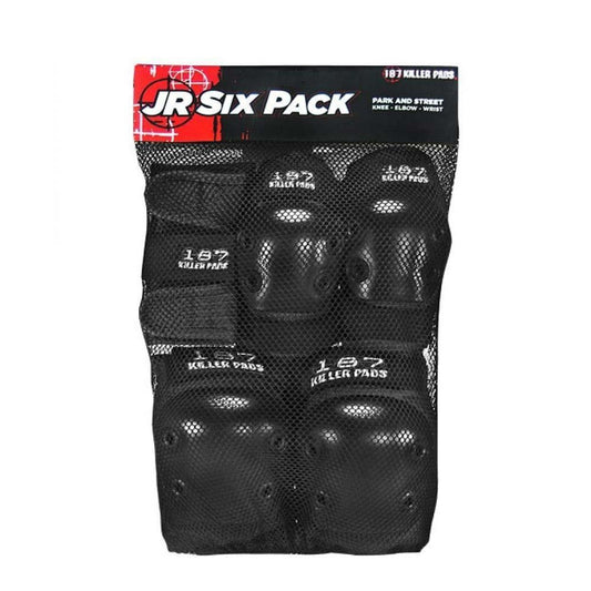 187 Killer Pads Jr. Six Pack Set Knee Elbow Wrist Guards Black OSFA JUNIOR