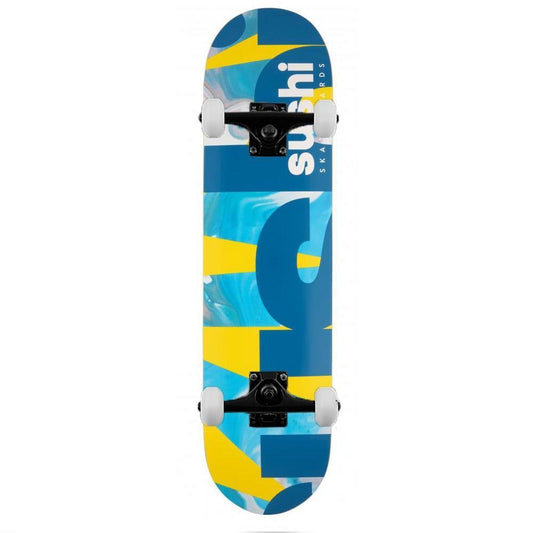 Sushi Deck Spectrum Logo Complete Skateboard  Yellow Teal 8.0"