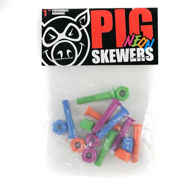 Pig Neon Skateboard Bolts Phillips 1"