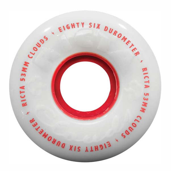 Ricta Clouds 86A Skateboard Wheels White Red 55mm