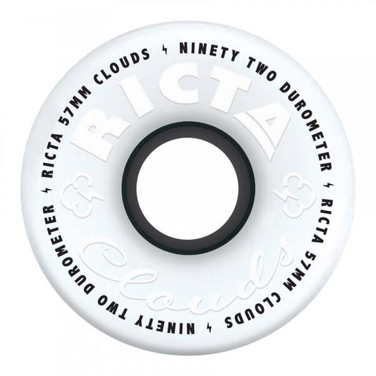 Ricta Clouds 92a Skateboard Wheels White Black 56mm