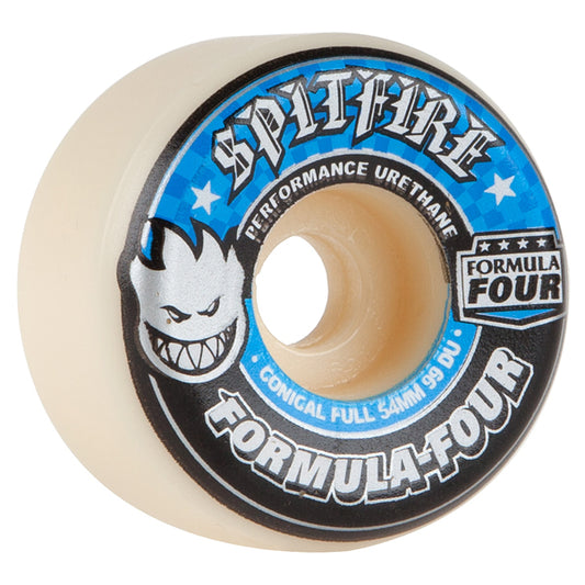 Spitfire Formula Four Skateboard Wheels Conical Full 99DU White 54mm