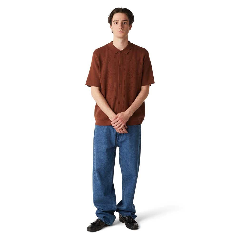 Huf Plantlife Perforated Short Sleeve Knit Top Sierra Brown