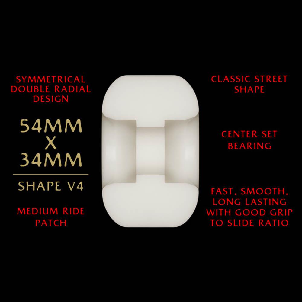 Powell Peralta Dragon Formula Skateboard Wheels 54mm x 34mm 93A V4 Off White Red