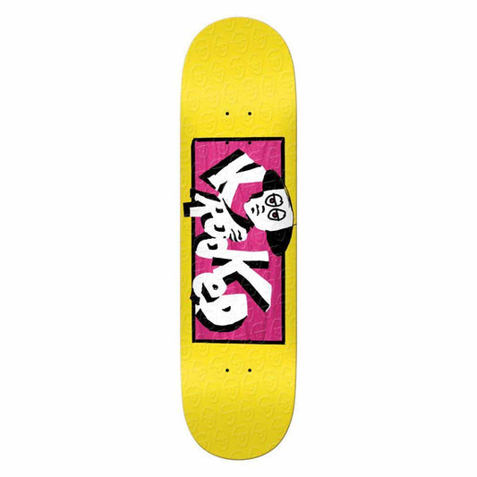 Krooked Skateboard Deck Team Incognito Embossed Yellow 8.25"