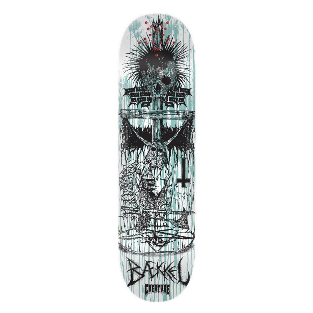 Creature Skateboard Deck Baekkel BLKMTL (UV Activated) White  Black 8.6"