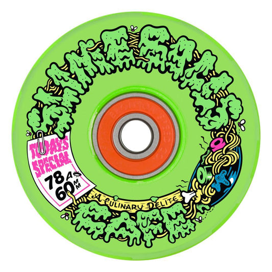 Slime Balls Light Up Skateboard Wheels SB Cafe OG Soft 78a Green 60mm with Bronson G2 Bearings
