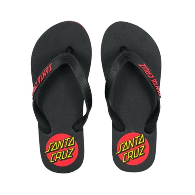 Santa Cruz Mens Sandals Classic Dot Thong Flip Flops Black new