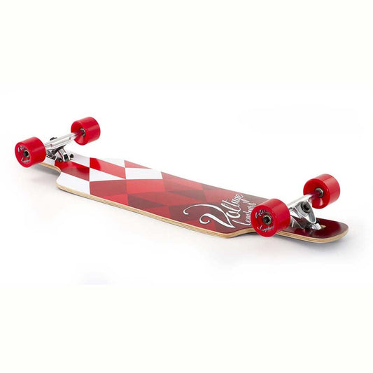 Voltage Skateboards DT Factory Complete Longboard Skateboard White Red 39"