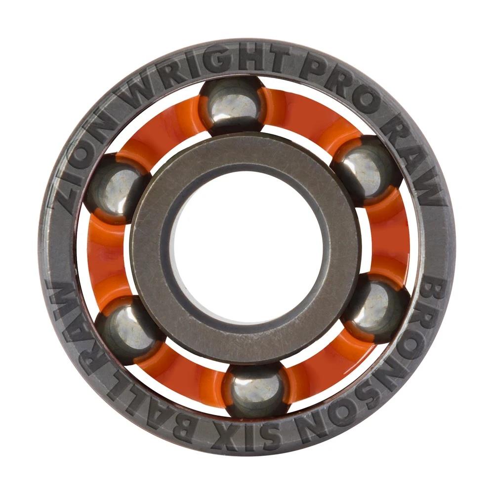 Bronson Speed Co. Skateboard Bearings Zion Wright Pro 6-Ball Raw Silver Orange