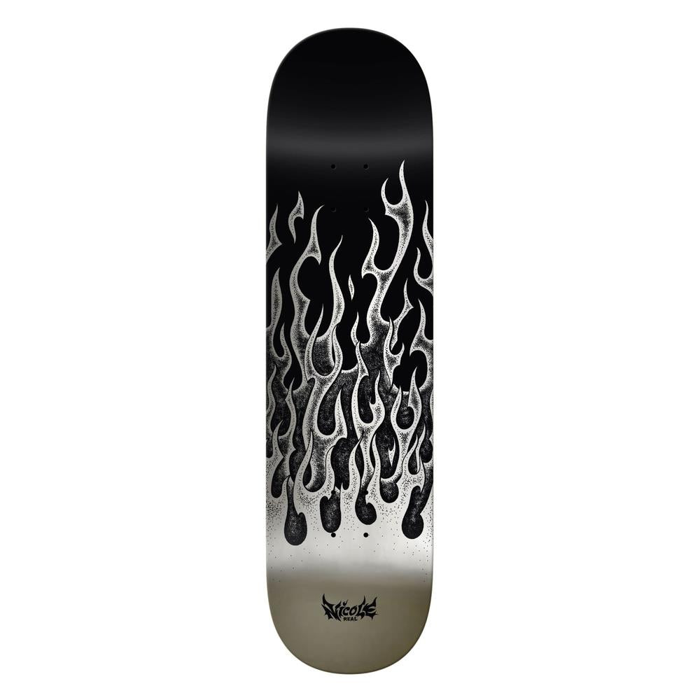 Real Nicole Flames Redux Skateboard Deck Silver 8.5" Twin Nose