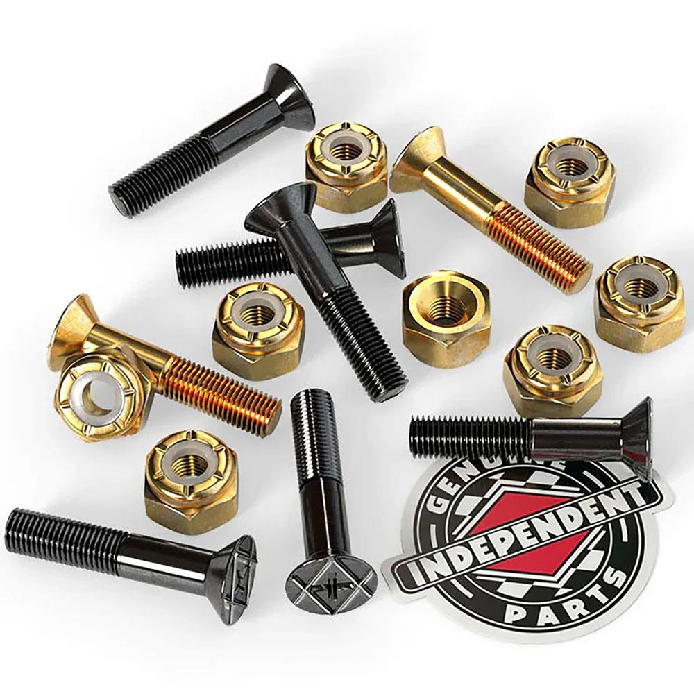 Indy Independent Skateboard Truck Bolts Phillips 6 x Black 2 x Gold 1" Gold Nuts