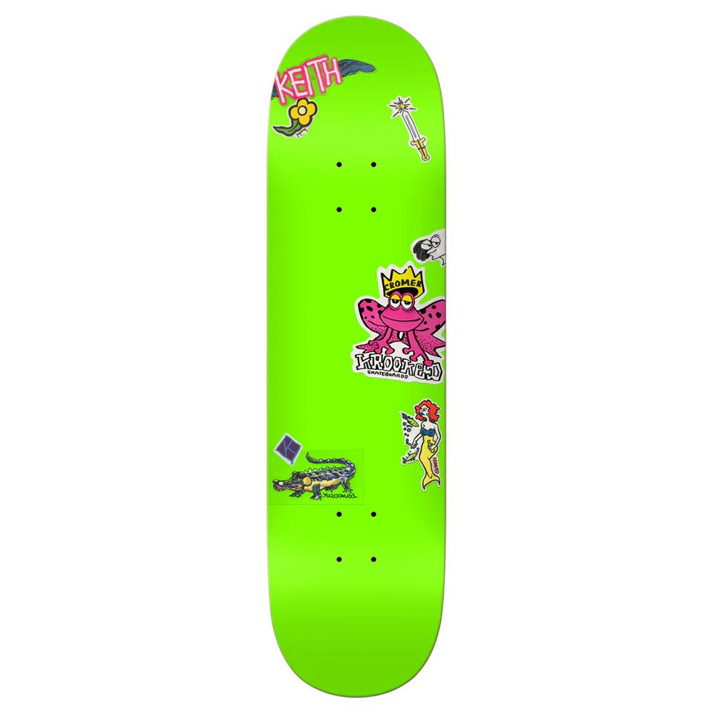 Krooked Cromer Neon Sticker Skateboiard Deck Green 8.25"